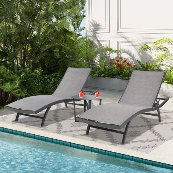 Peak Home Furnishings Patio Aluminum Chaise Lounge Chairs With